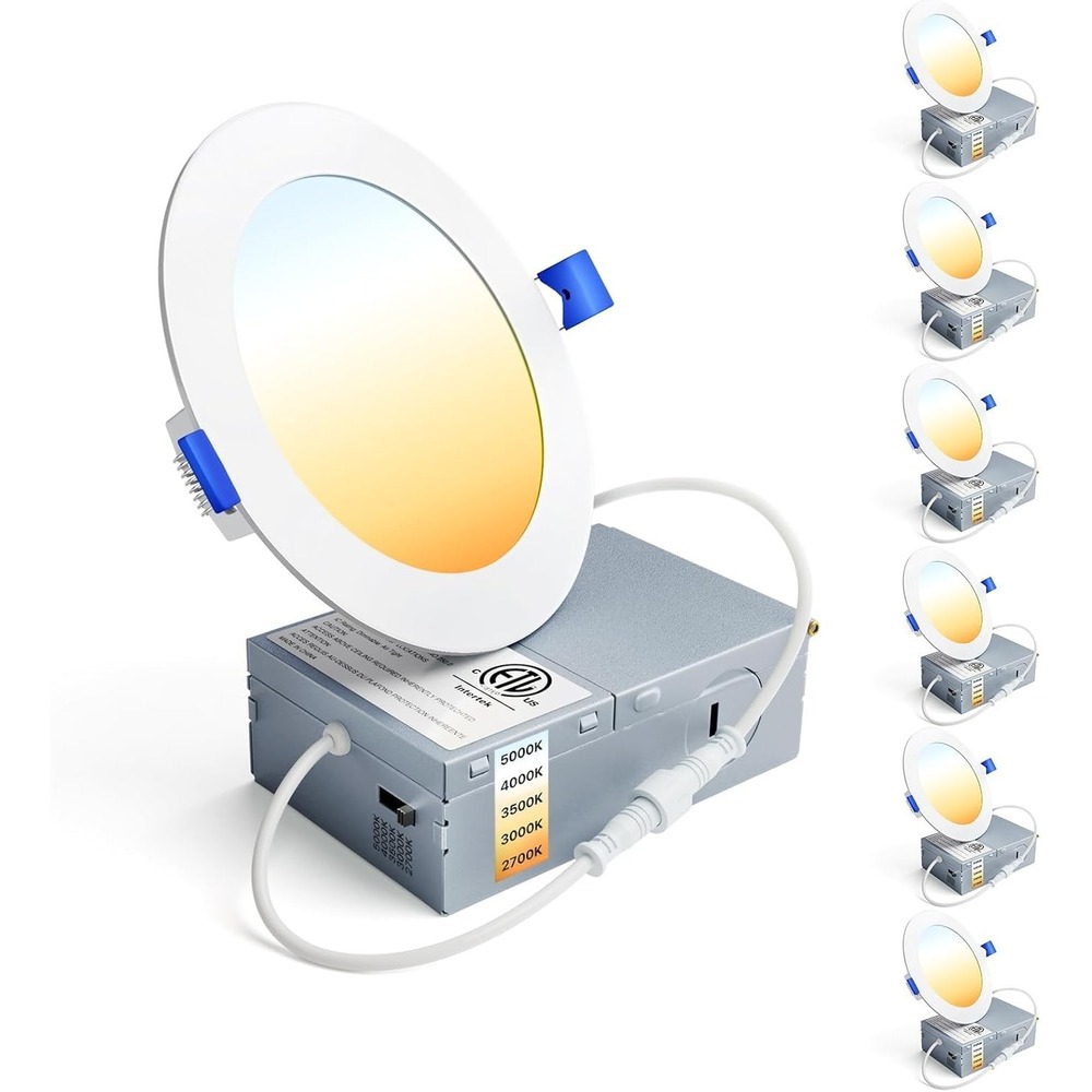 6 Pack Ensenior 4 Inch LED Ceiling Recessed Lights Dimmable‎ 5CCT 750LM 9W